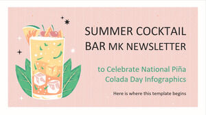 Boletim do Summer Cocktail Bar MK para comemorar o Dia Nacional da Pina Colada Infográficos