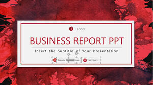 赤インク ビジネス レポート PowerPoint テンプレート