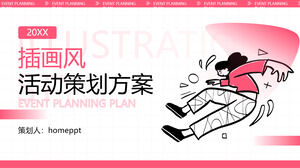 Modelo de ppt geral de planejamento de marketing de estilo de ilustração rosa