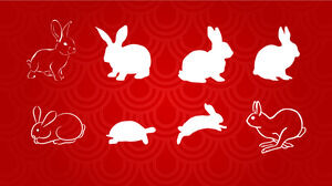 兔子剪影卡通兔子兔年矢量素材包下載