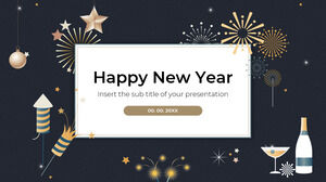 Design de plano de fundo de apresentação de feliz ano novo - Tema gratuito do Google Slides e modelo de PowerPoint