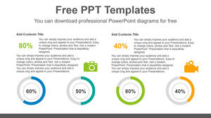 เทมเพลต Powerpoint ฟรีสำหรับแผนภูมิเปรียบเทียบโดนัท