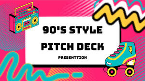 Pitch Deck în stilul anilor 90. Șablon PPT gratuit și temă Google Slides