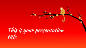 中国新年（猴子）。 免费的 PowerPoint 模板和 Google 幻灯片主题