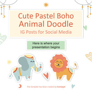 Postagens IG de rabiscos fofos em Pastel Boho Animal para mídias sociais