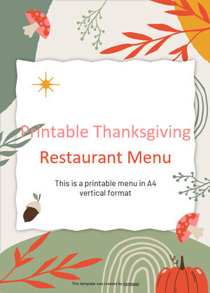 可打印的感恩節餐廳菜單
