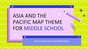 Tema della mappa dell'Asia e del Pacifico per la scuola media
