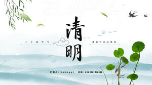 Basit Taze Rüzgar Qingming Festivali Etkinlik Planlama PPT Şablonu
