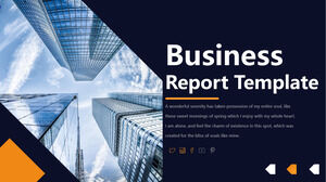 Download PPT template for European and American business report in office building background