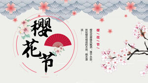Download template PPT untuk Suya Literature Cherry Blossom Festival