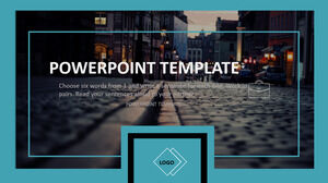 Free download of PPT template for street night scene background