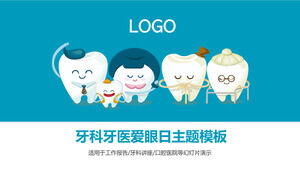 Téléchargez le modèle PPT pour la journée de la dent d'amour du dentiste avec un fond de dent de dessin animé
