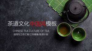 Pobierz szablon PPT kultury herbaty ceremonii parzenia herbaty z zestawem herbaty w tle