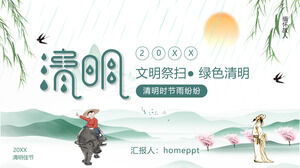Peradaban Menyapu Hijau Qingming PPT Template Download