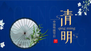 Modèle PPT de thème du festival de Qingming bleu élégant