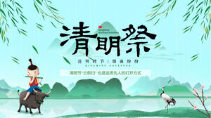 Zielony i świeży Qingming Festival Szablon PPT do pobrania