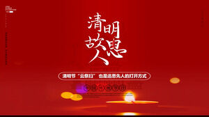 Scarica il modello PPT dell'avviso radicale del Festival di Qingming semplificato rosso