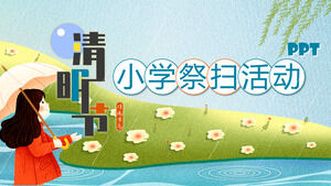Cartoon Qingming Festival Szkoła Podstawowa Zamiatanie Planowanie aktywności Szablon PPT do pobrania