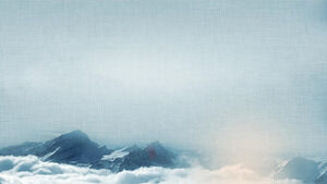 4 つの青い山雲海 PPT 背景画像