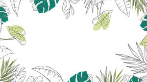 Três imagens de fundo PPT de folhas verdes desenhadas à mão