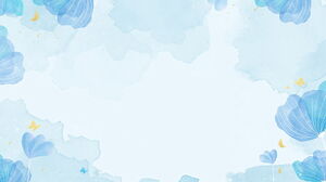 四張藍色水彩花卉PPT背景圖片