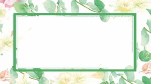 三张绿色清新的水彩植物叶子和花朵PPT背景图片