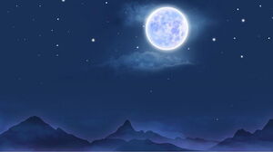 สี่ภาพพื้นหลังท้องฟ้ายามค่ำคืนสีน้ำเงินและดวงจันทร์ PPT