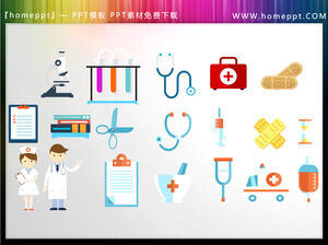 Materiale de pictograme PPT cu tematică medicală vectorială cu 19 culori