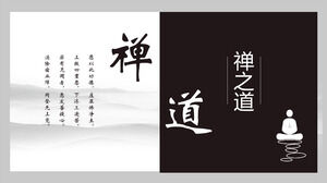 Klassischer chinesischer Schwarz-Weiß-Stil Zen bedeutet Zen-Pfad-Thema PPT-Vorlage