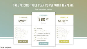 シンプルな価格表プランの無料パワーポイント テンプレート