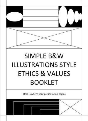 Буклет об этике и ценностях в стиле простых черно-белых иллюстраций