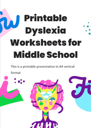 Feuilles de travail imprimables sur la dyslexie pour le collège