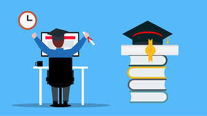 Livre de réponses Doctoral Hat Graduation Theme Illustration PowerPoint Materials for College Students