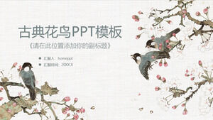 Télécharger le modèle PPT de style chinois classique avec fond de fleurs et d'oiseaux