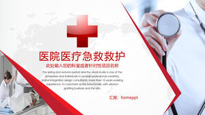 Kırmızı hastane tıbbi acil kurtarma teması için PPT şablonunu indirin