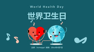 Descărcați șablonul PPT de Ziua Mondială a Sănătății pentru dragostea de desene animate și fundalul Pământului