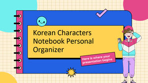 Caderno de caracteres coreanos organizador pessoal