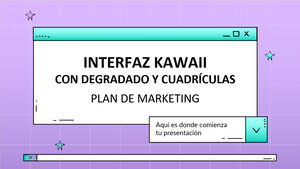 Interfaz Kawaii con plan de marketing de degradado y cuadrículas