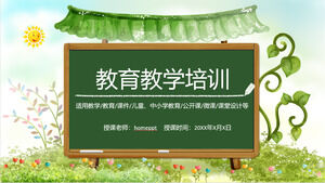 Zielone i świeże rośliny akwarelowe i tło tablicy Edukacja Szkolenia Szablon PPT do pobrania