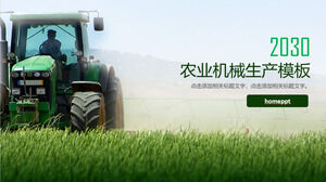 Unduh template PPT untuk produksi mesin pertanian dengan panen traktor di latar belakang ladang gandum
