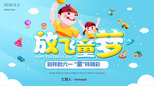 Modèle PPT pour la planification des activités du dessin animé "Flying Children's Dream" Journée internationale des enfants