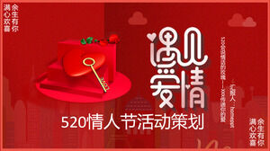 紅色浪漫“遇見愛情”520情人節活動策劃PPT模板下載