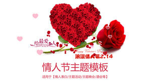 Romantyczny szablon PPT Walentynki z czerwoną różą w tle