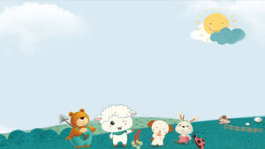 Cartoon-Grasland und Kleintier-PPT-Hintergrundbild herunterladen