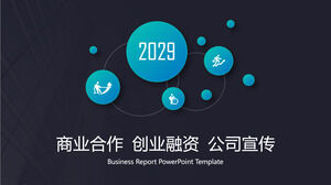Download the business report PPT template with a simple blue dot background