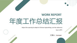 Relatório de resumo de trabalho anual de fundo de gráficos verdes e minimalistas Download do modelo de PPT