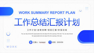 Download del modello PPT del piano di riepilogo del lavoro minimalista blu
