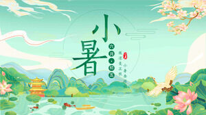 Download del modello PPT di introduzione al festival estivo in stile China-Chic delicato verde e fresco
