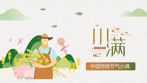 Landwirte umarmen Weizenähren Hintergrund Xiaoman Solar Term Theme PPT-Vorlage herunterladen