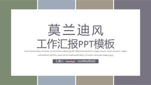 Descargue la plantilla PPT para informe comercial con fondo de bloque de color Morandi simple